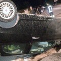 Incidente via Castel del Monte Corato Auto ribaltata