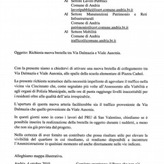 richiesta realizzazione bretella stradale tra Via Dalmazia e Viale Ausonia