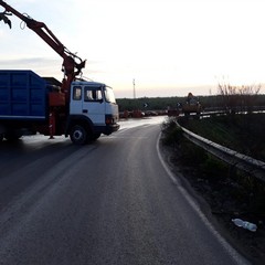 Tir perde parte del carico: olive in salamoia invadono la carreggiata