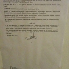 Locali non agibili della sede della provincia Bat