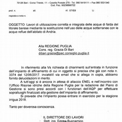 le lettere della Regione e del Consorzio Terre d'Apulia