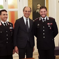Cerimonia per l'encomio ai Carabinieri Aiello, Nardiello e Borreca