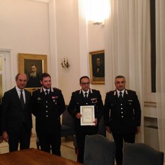 Cerimonia per l'encomio ai Carabinieri Aiello, Nardiello e Borreca