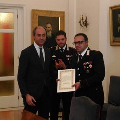Cerimonia per l'encomio ai Carabinieri Aiello, Nardiello e Borreca