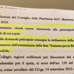 Il TAR dichiara inammissibile l'esclusione della lista "Insieme per la Bat"