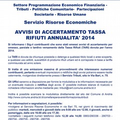 manifesto avvisi di accertamento tassa rifiuti