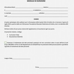 modulo di iscrizione banda musicale