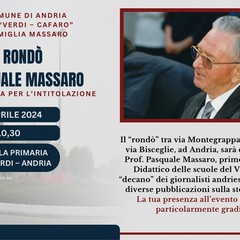 Rondò “Pasquale Massaro”, venerdì 19 aprile l’intitolazione ad Andria
