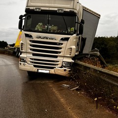 Tir bulgaro finisce contro il guard rail