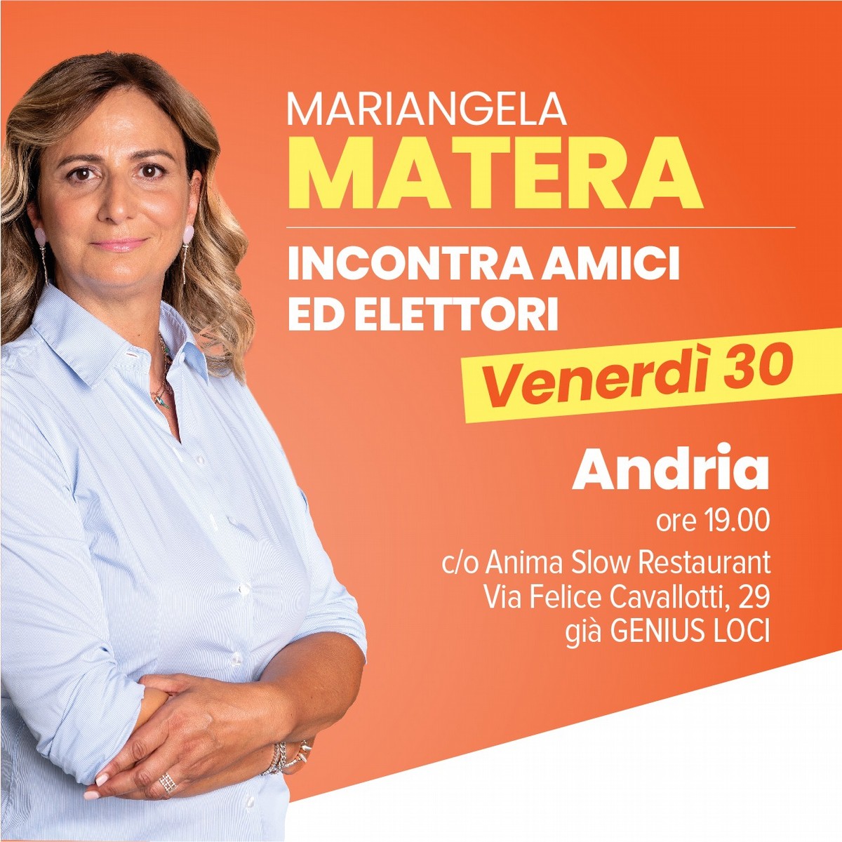 Mariangela Matera incontra gli elettori ad Andria