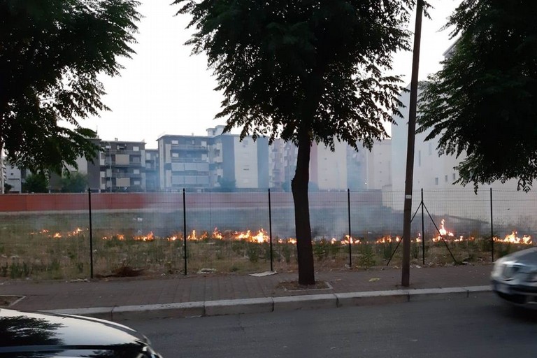 incendio nei pressi di via Vecchia Barletta