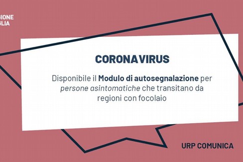 Coronaviris, modulo auto segnalazione