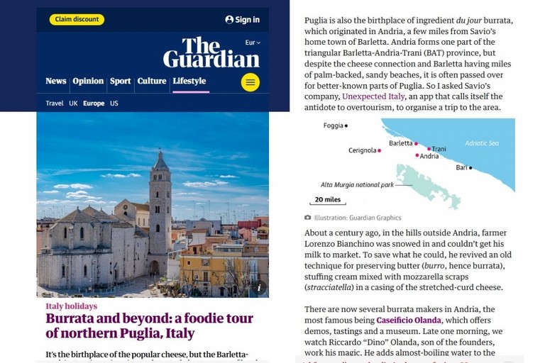 Tra arte, tradizioni e sapori del territorio: il viaggio di “The Guardian” passa da Andria