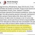 Il commiato di Nicola Giorgino e l'ironia di Giuseppe D'Ambrosio su fb