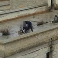 Ragazzini giocano sul terrazzo dell’ex carcere abbandonato