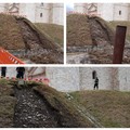 Pioggia torrenziale: Smottamento di parte del declivio del piazzale di Castel del Monte