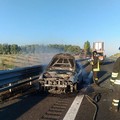 Incendio autovettura sull'A/14 tratto Andria Canosa di P.
