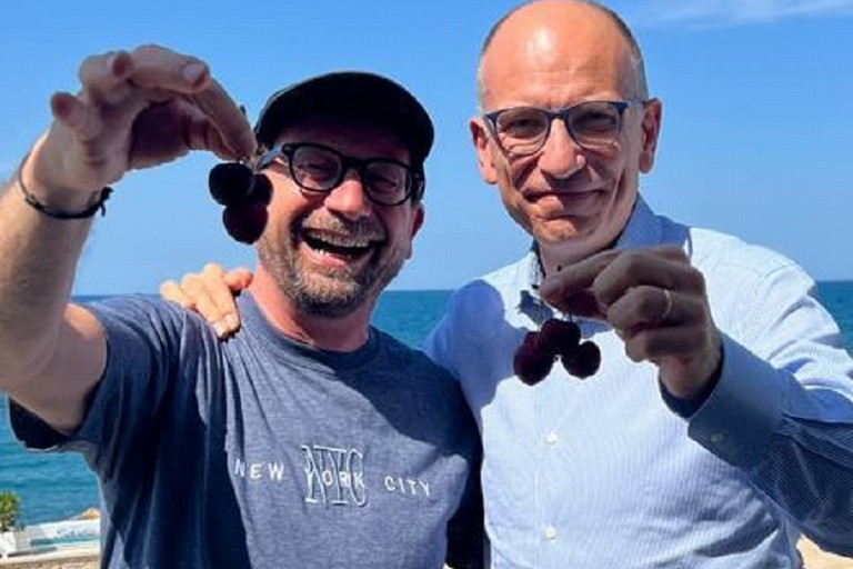Enrico Letta con il biscegliese Mauro Mastrototaro