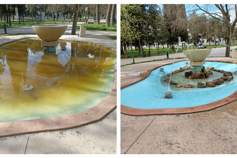 La fontana dell'Avis prima e dopo