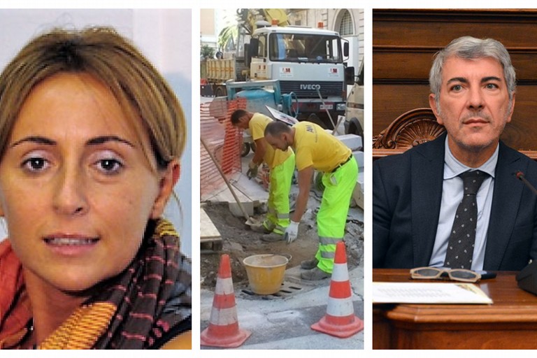 da sx l'avv. Giovanna Bruno, operai dell'AndriaMultiservice ed il dott. Tufariello