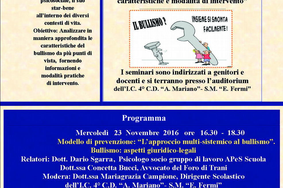 Locandina Seminario Bullismo definitiva