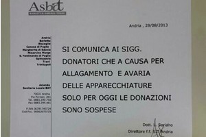 Donazione sangue interrotta