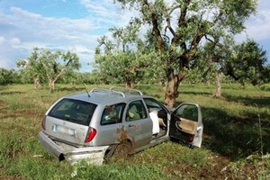 Auto contro albero in via Vecchia Bisceglie