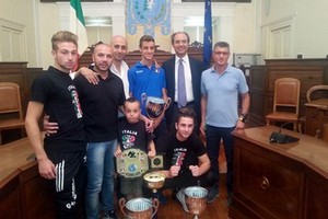 Premiazione in Comune di Francesco Fortunato e Team Sanzione