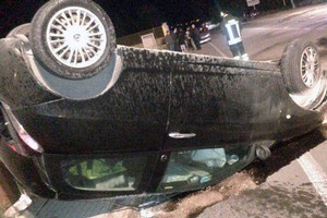 Incidente via Castel del Monte Corato Auto ribaltata