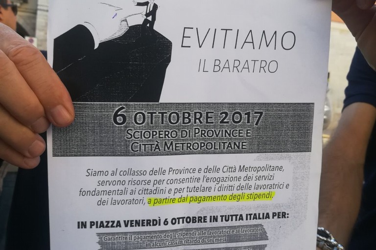 Sciopero province, il 6 ottobre anche nella Bat
