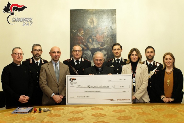 Carabinieri di Andria donano il ricavato dalla molitura delle olive  alla “Fondazione Pugliese per Le Neurodiversità